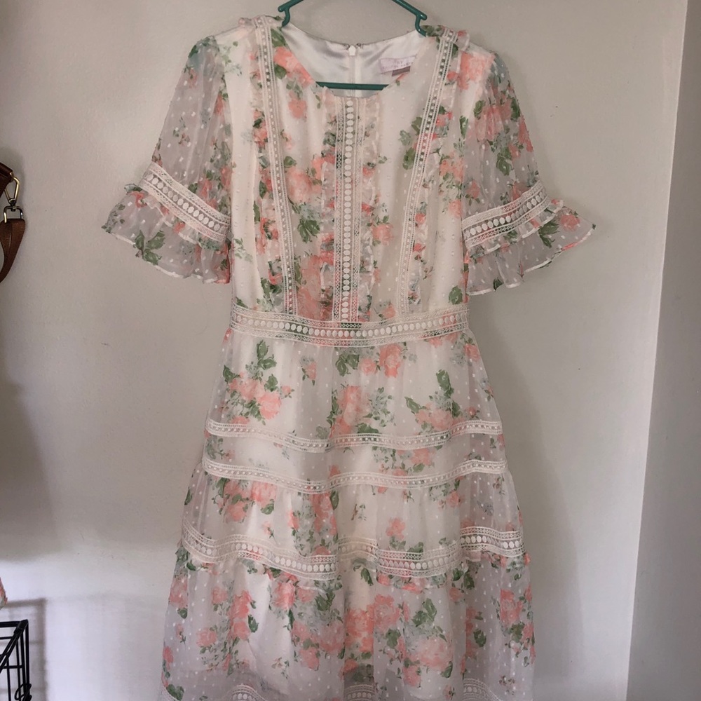 Rachel Parcell Mixed Lace Fit & Flare Dress